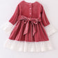 Premium Dusty Pink Velvet Lace Dress