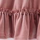 Premium Sand Velvet Ruffle Dress