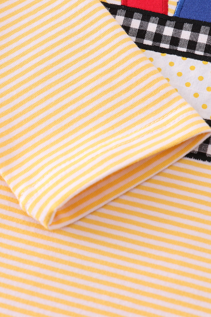 Premium Mustard Stripe Tools Applique Boy Set