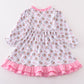 Premium Pink Christmas Santa Claus Print Girl Pajama Gown