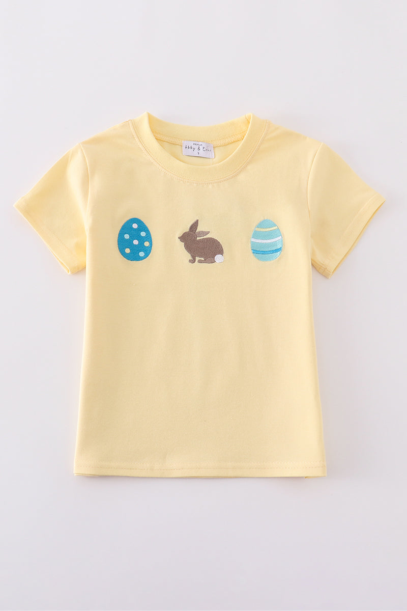 Premium Mustard Bunny Egg Embroidery Top