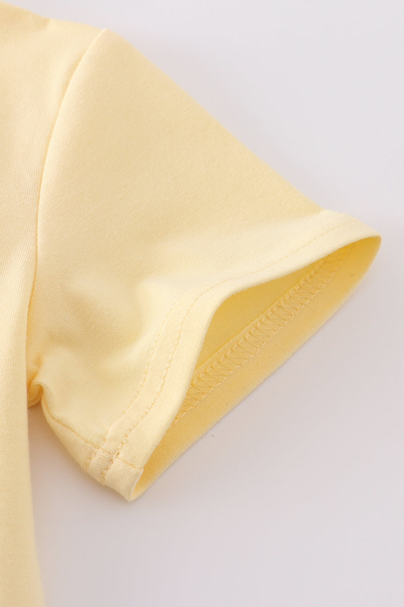 Premium Mustard Bunny Egg Embroidery Top