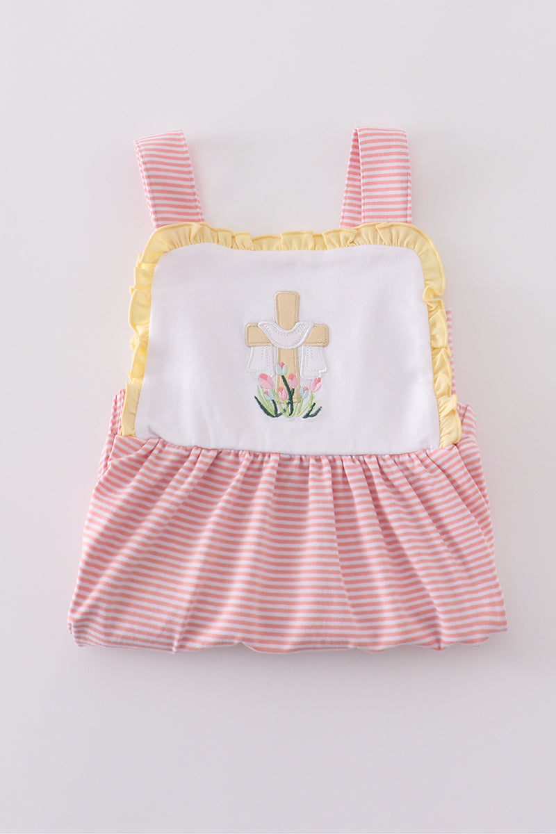 Premium Pink Cross Embroidery Dress