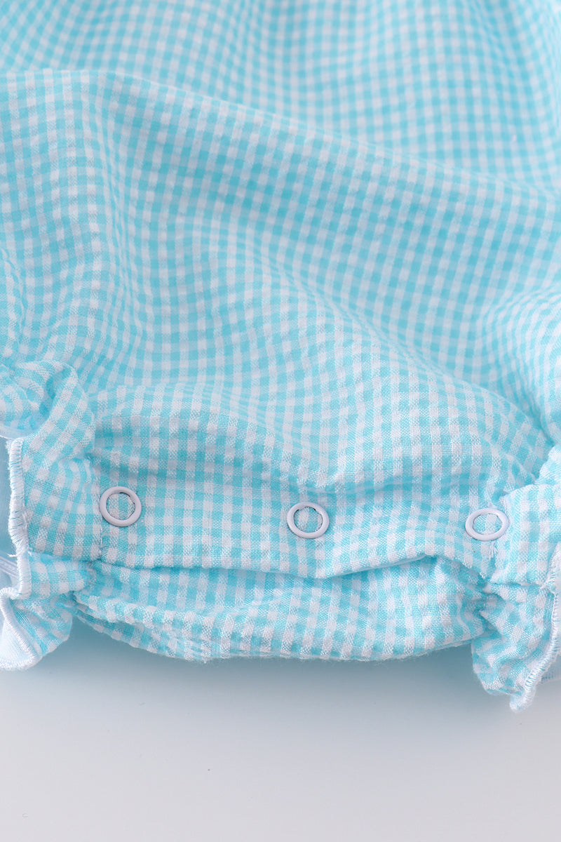 Premium Mint Bunny Egg Embroidery Gingham Bubble