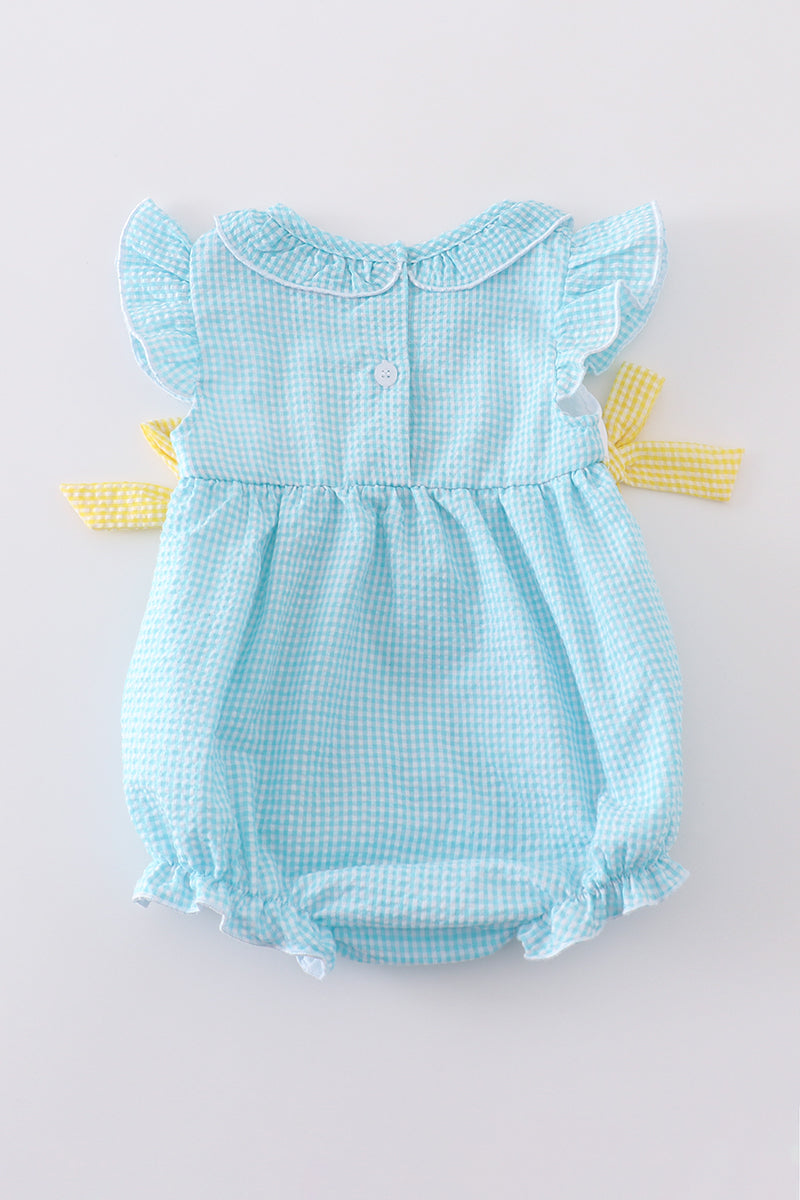 Premium Mint Bunny Egg Embroidery Gingham Bubble