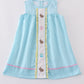 Premium Mint Bunny Egg Embroidery Gingham Dress