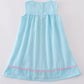 Premium Mint Bunny Egg Embroidery Gingham Dress