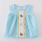 Premium Mint Bunny Egg Embroidery Gingham Dress