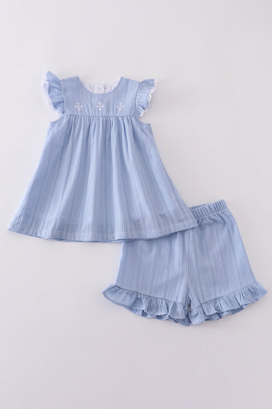 Premium Blue Cross Embroidery Set