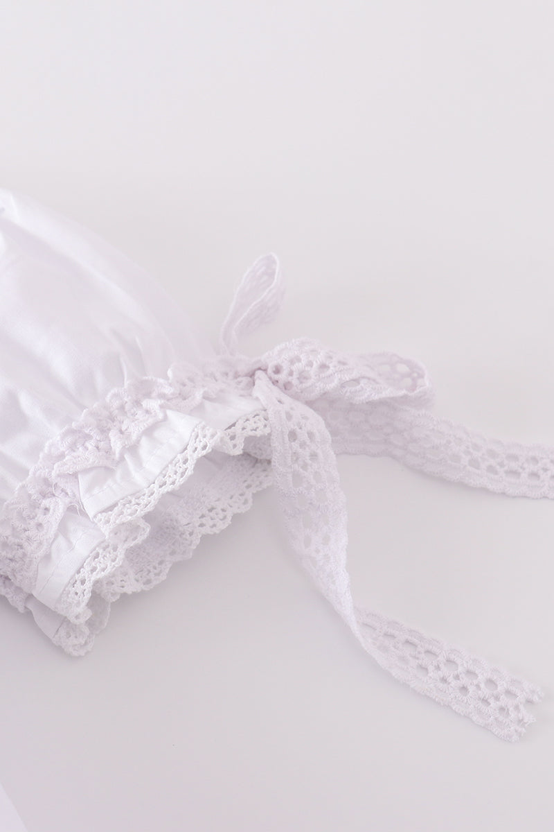 Premium White Floral Embroidery Bloomer Set