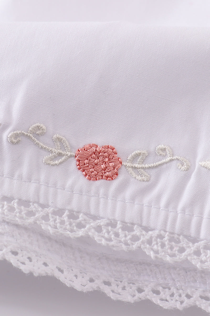 Premium White Floral Embroidery Bloomer Set