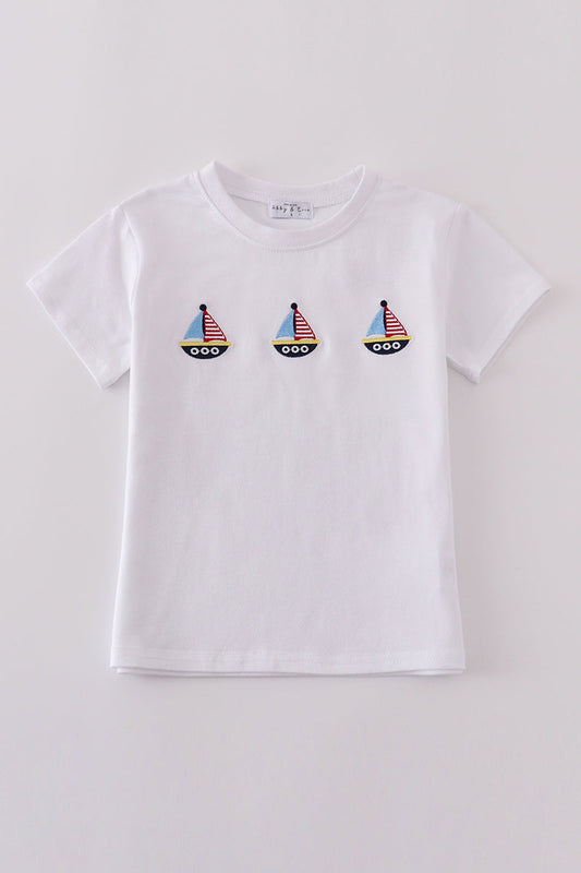 Premium Blue Sailboat Embroidery Top