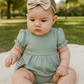 Sage Stripe Ruffle Bubble