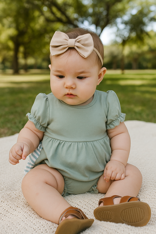 Sage Stripe Ruffle Bubble