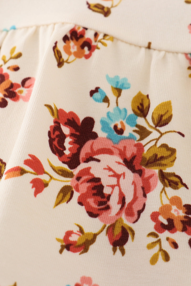Platinum Rust Floral Print Ruffle Tunic