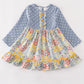 Platinum Blue Floral Print Dot Dress