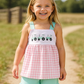 Pink Tractor Embroidery Plaid Girl Set