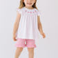 Pink Cross Embroider Smocked Set