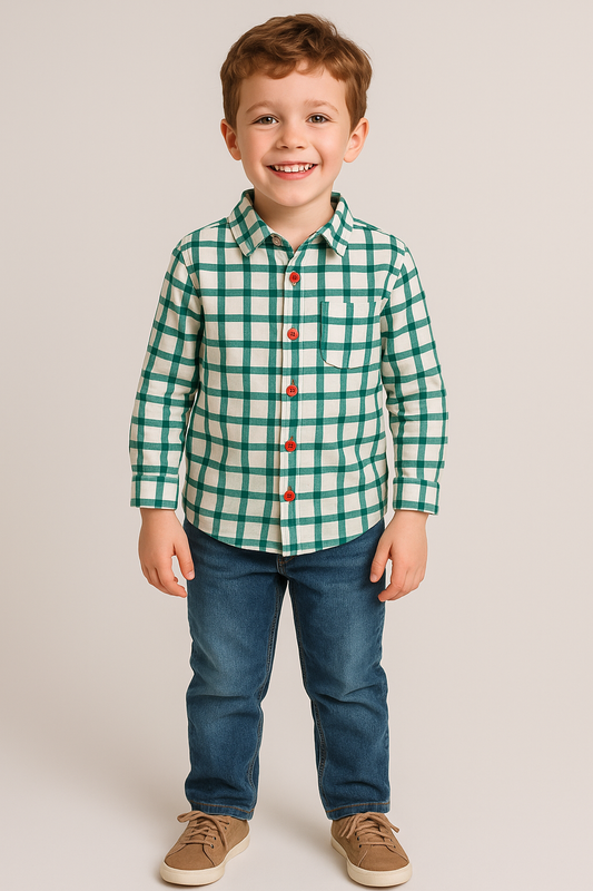 Green plaid button down shirt