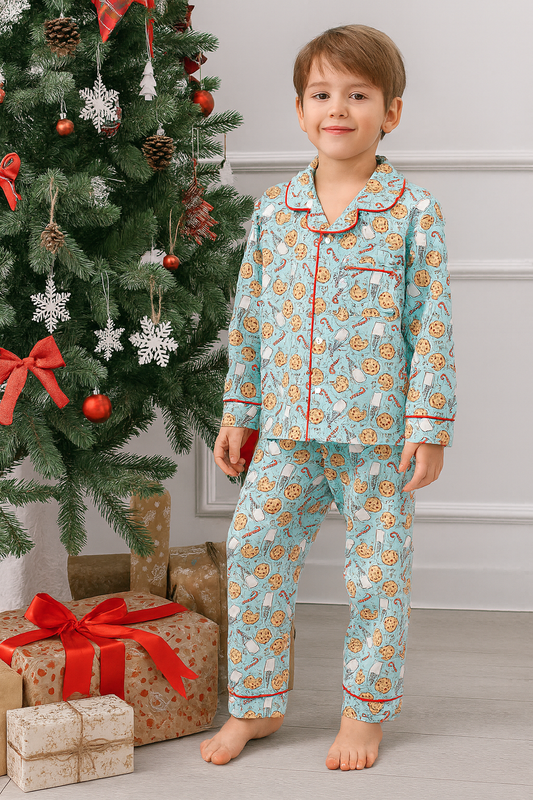 Santa Claus Cookie Print Pajamas Set