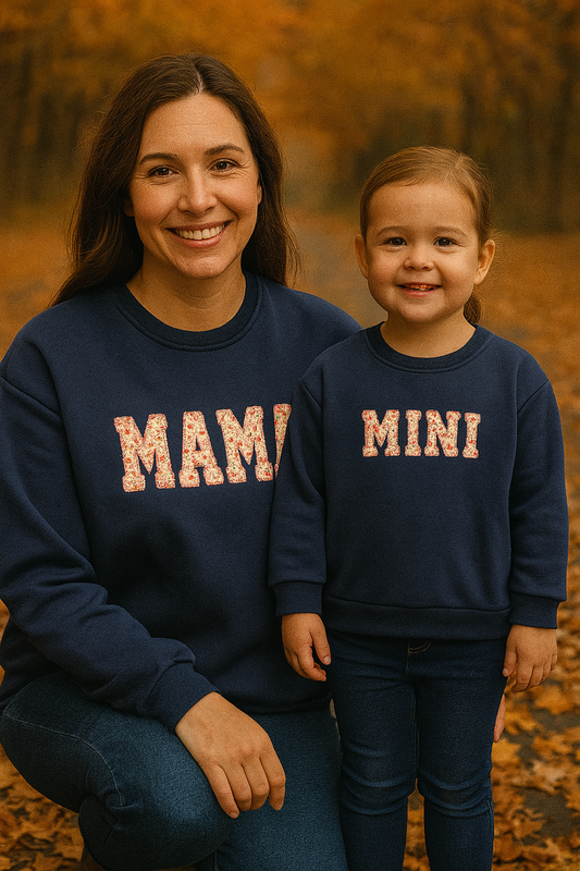 Navy Mama&Mini Applique Fleece Mom&Me Sweatshirt