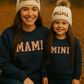 Hand Embroidered Pom Pom Beanie Hat Mommy&Me