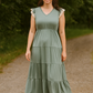 Sage Lace Ruffle Mom Dress
