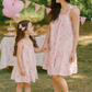 Pink Bow Print Ruffle Mom & Me Dress