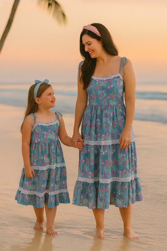 Green Jungle Bloom Tiered Mom&Me Dress