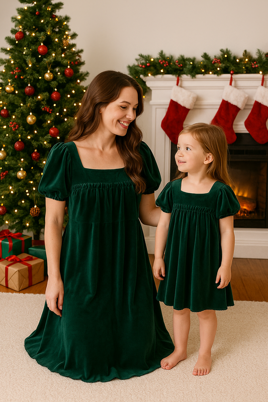 Forest Velvet Mom&Me Dress
