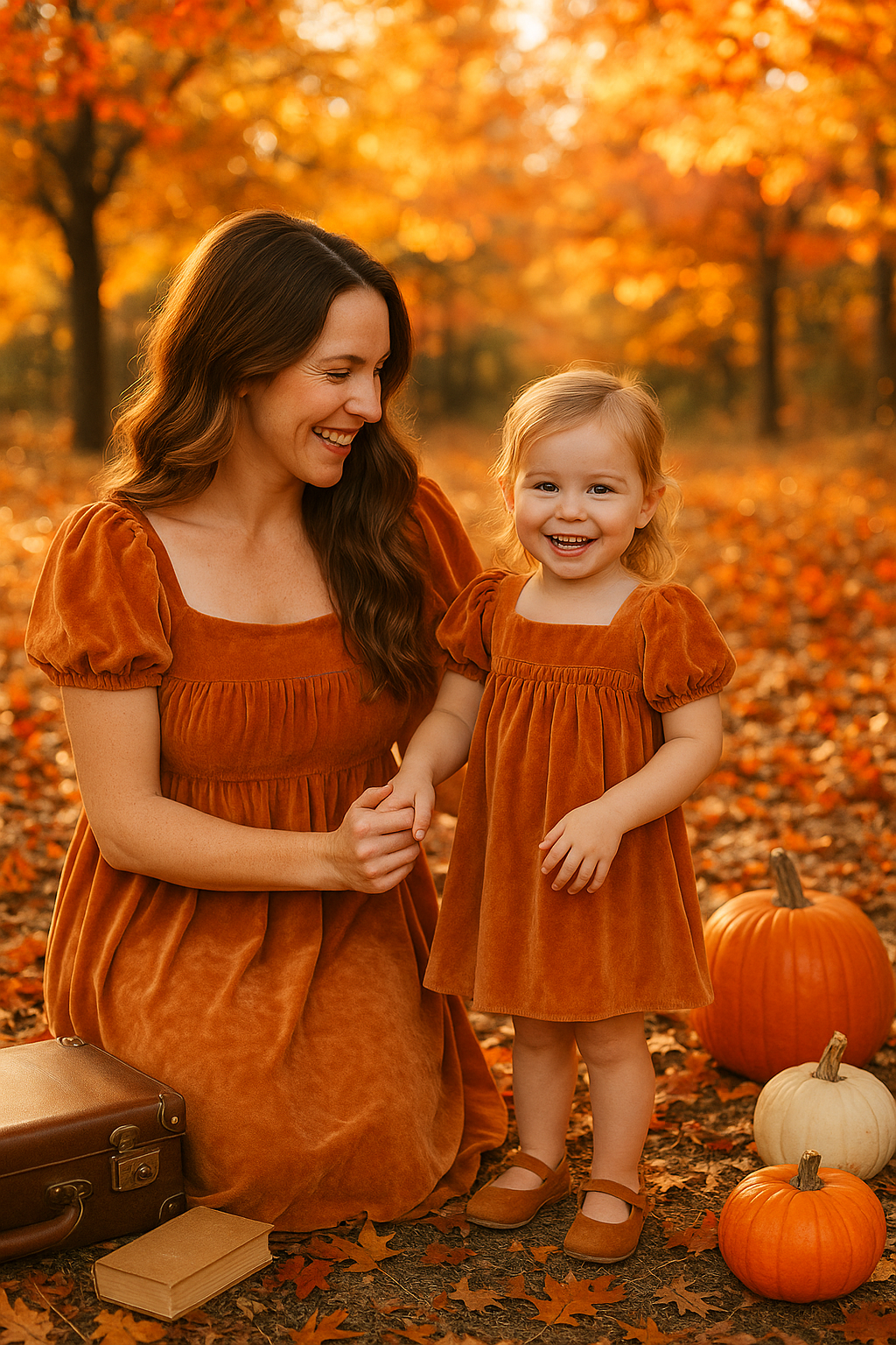 Caramel Velvet Mom&Me Dress