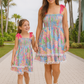 Pink Tropical Smocked Mom & Me Dress