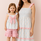 Blue Bow Tie Print Smocked Mom Dress
