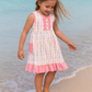 Pink Floral Print Girl Ruffle Dress