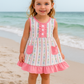 Pink Floral Print Girl Ruffle Dress