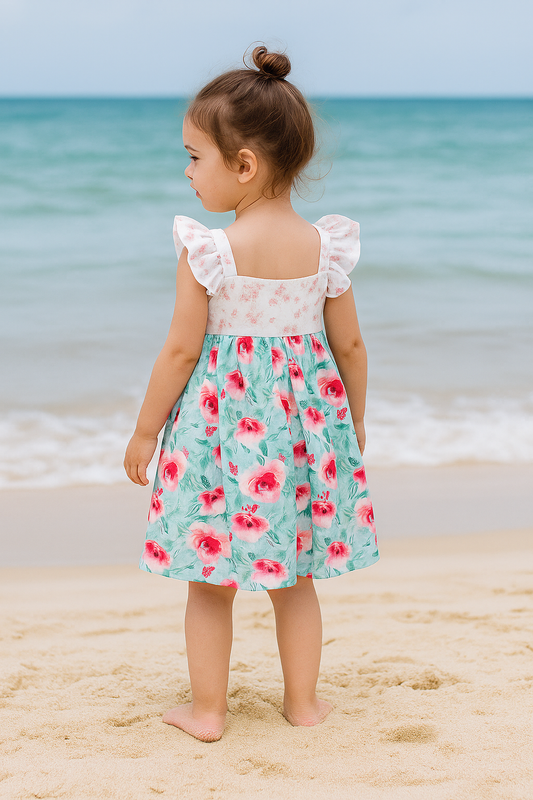 Blushing Rose Garden Print Girl Dress