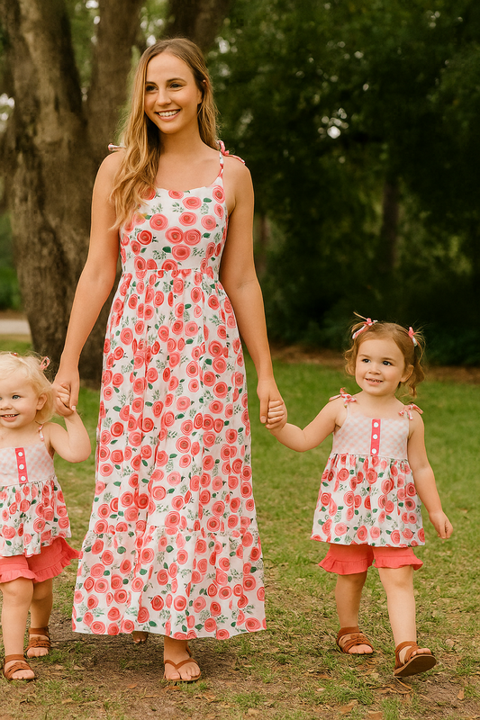 Pink Floral Rose Mom Dress