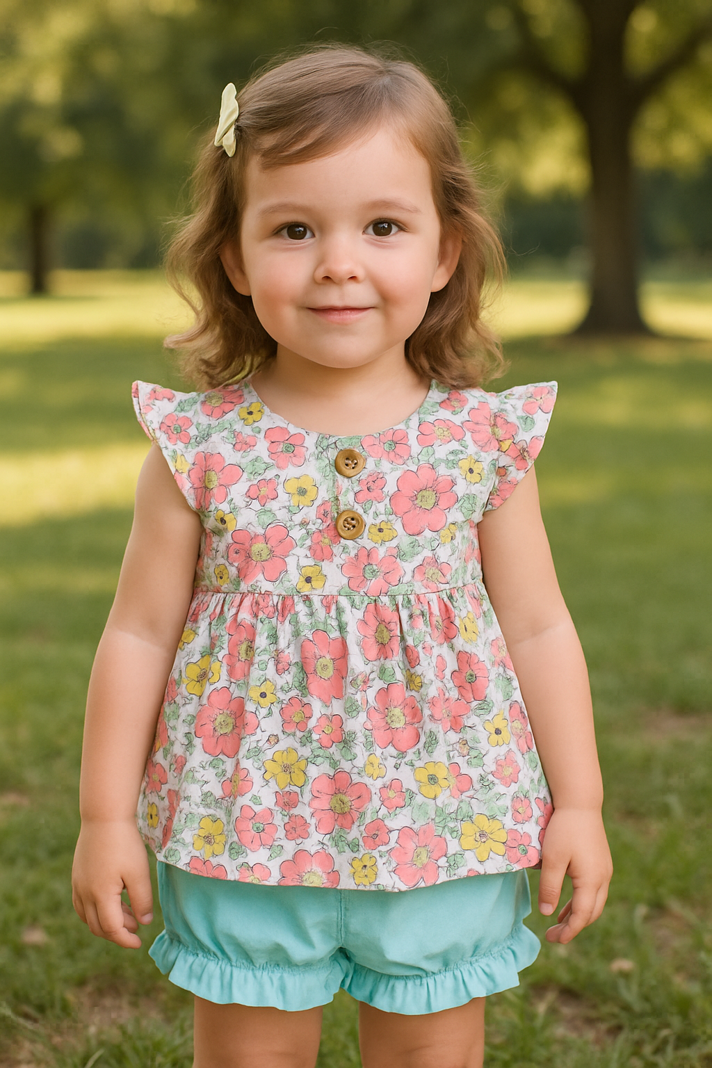 Pink & Aqua Floral Print Bloomer Set