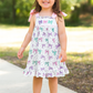 Pink Bow Embroidery Ruffle Dress