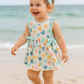Blue Seashell Bow Ruffle Dress