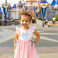 Pink Floral Character Applique Ruffle Dress