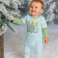 Olive & Blue Striped Christmas Tree Romper