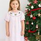 Pink Christmas Bishop Hand Smocked Dot Dress