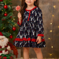 Navy Deer Print Ruffle Dress