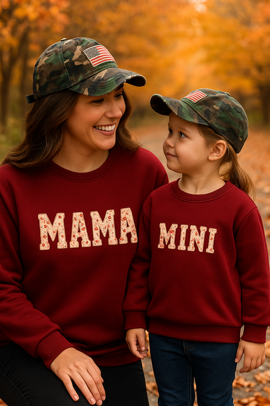 Maroon Mama&Mini Applique Fleece Mom&Me Sweatshirt