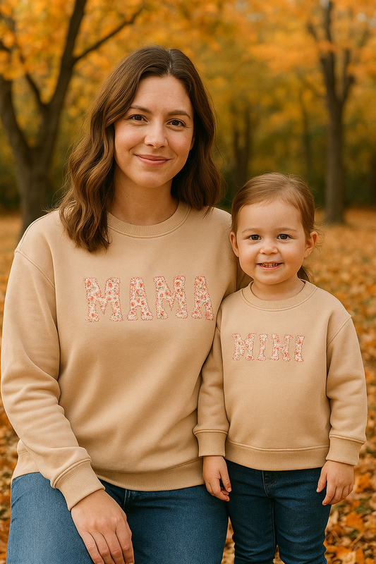 Khaki Mama&Mini Applique Fleece Mom&Me Sweatshirt