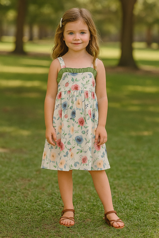 Green Garden Rose Dress