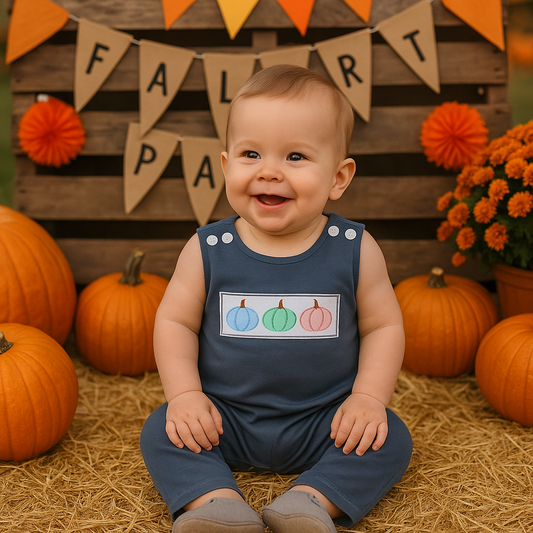 Navy Pumpkin Embroidery Jonjon
