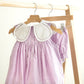 Lavender Floral Bow Embroidery Swiss Dot Girl Bloomer Set