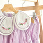 Lavender Floral Bow Embroidery Swiss Dot Girl Bloomer Set
